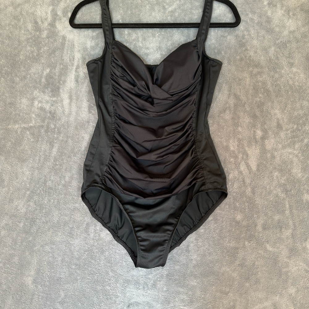 Trimshaper Black One-Piece Swimsuit size 14